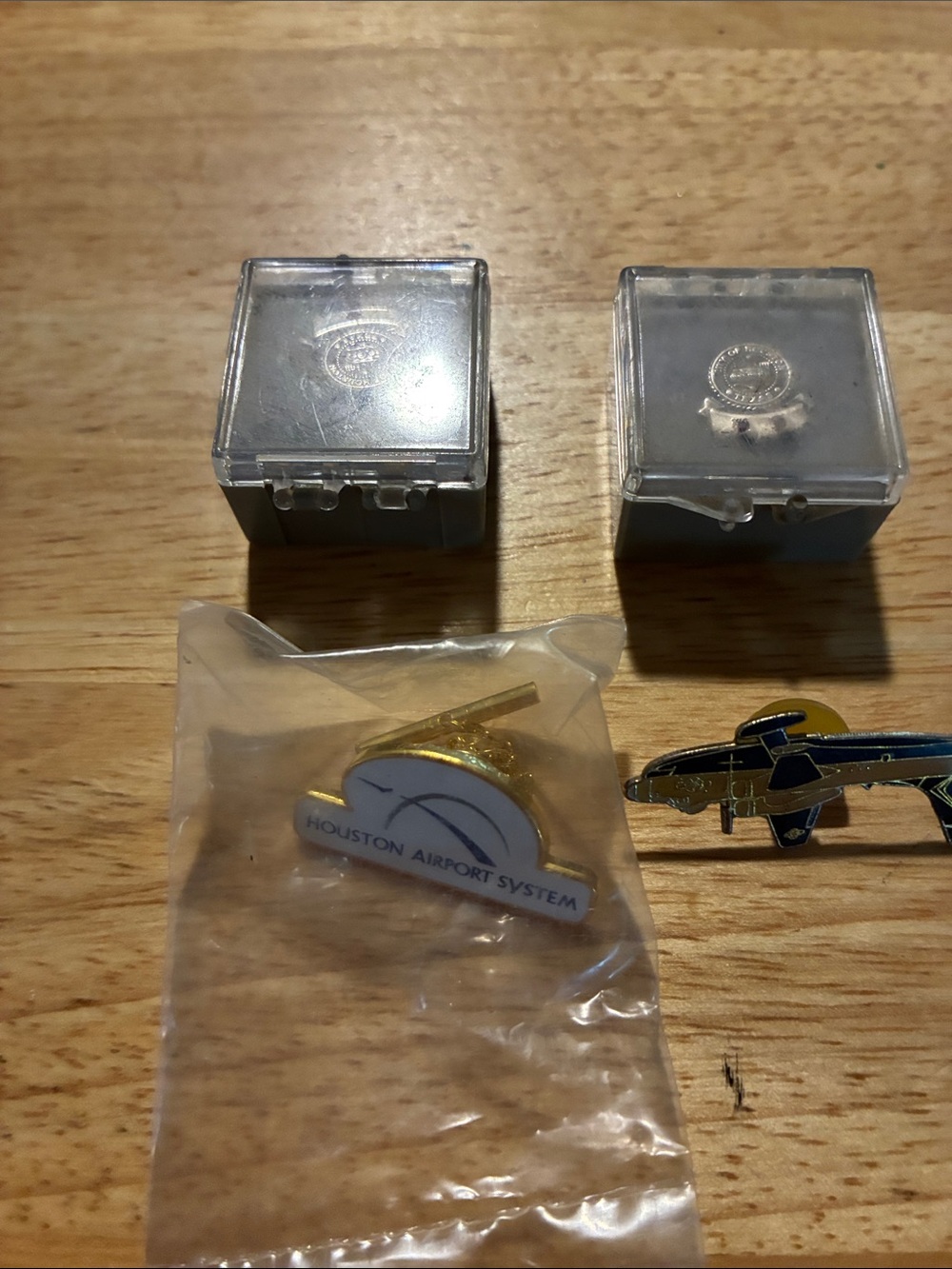 Houston Airport System Gold & White Enamel Pin Set of 4- 2 Have Ruby’s.